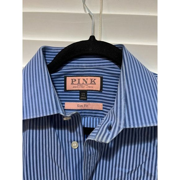 Thomas Pink French Cuff Long Sleeve Button‎ Up Shirt - Size 15.5 - Picture 2 of 6